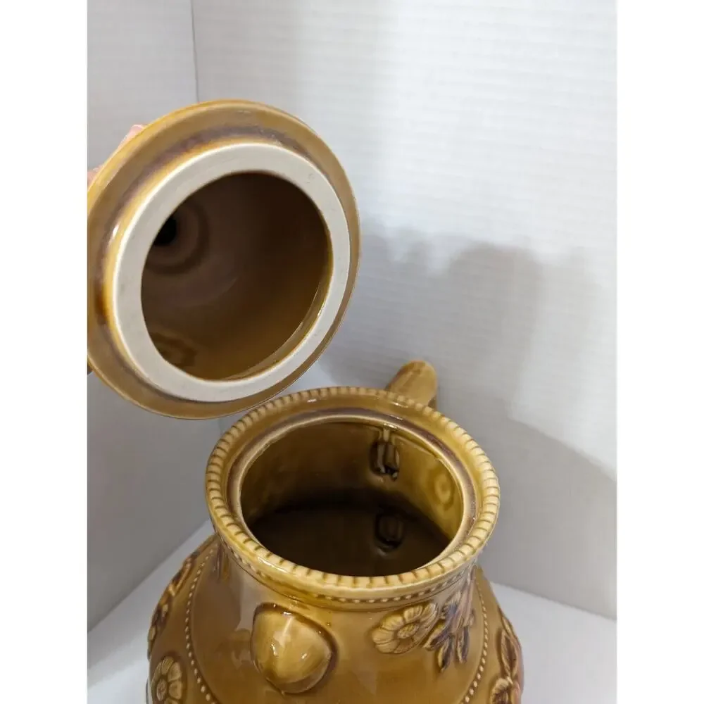 VINTAGE 1950s APCO JAPAN MCM LARGE AND SMALL TEAPOT Tan Ceramic